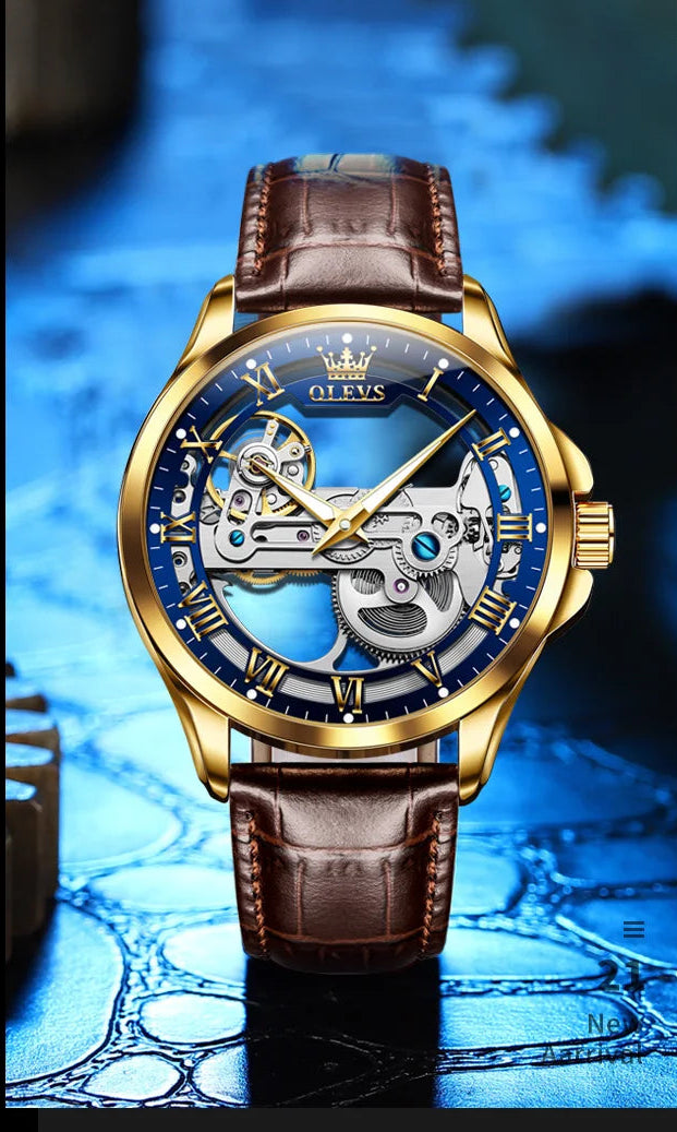 OLEVS 6661 – Reloj Automático para Hombre · Business Minimal · Correa de Cuero · 3BAR Resistente al Agua