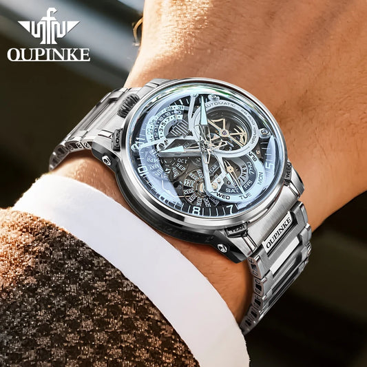 OUPINKE 3278 – Reloj Automático de Lujo · Skeleton Modern · Cristal de Zafiro · 5BAR Resistente al Agua